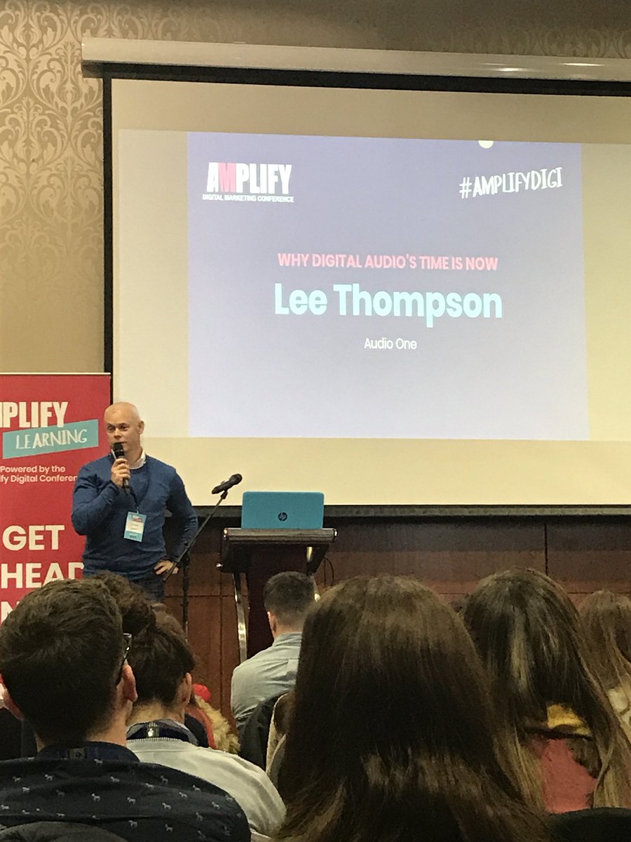 _AudioOne's tweet image. Lee Thompson of #AudioOne teaching the masses at @AmplifyDigiConf all about digital audio #amplifydigi