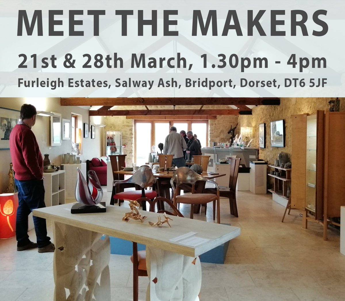 MakingDorset's tweet image. Do you have a burning question about a makers process or want to find out more about a particular piece? Come along to meet the makers on 21st &amp;amp; 28th March from 1.30pm - 4pm and enjoy the stunning views from @furleighwine 

#makingdorset #meetthemaker #whatsonindorset