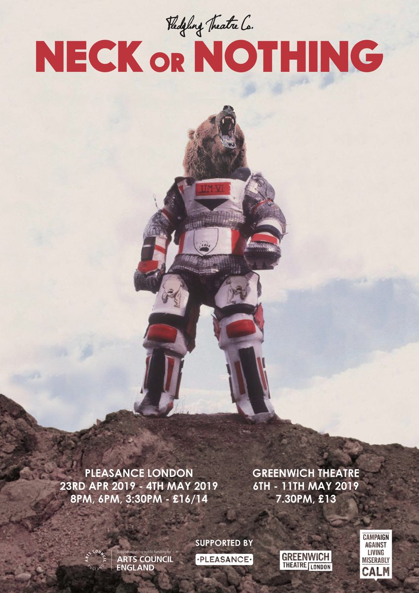 fledgling_co's tweet photo. NEW SHOW KLAXON! We have a brand new show 'Neck Or Nothing' opening April 23rd  @ThePleasance and May 7th @GreenwichTheatr! We are very pleased to announce it is supported by @ace_national - head over to our website to learn more about the show #NON 🤖🧸👨‍🏭 https://t.co/KDk8ZROsH1