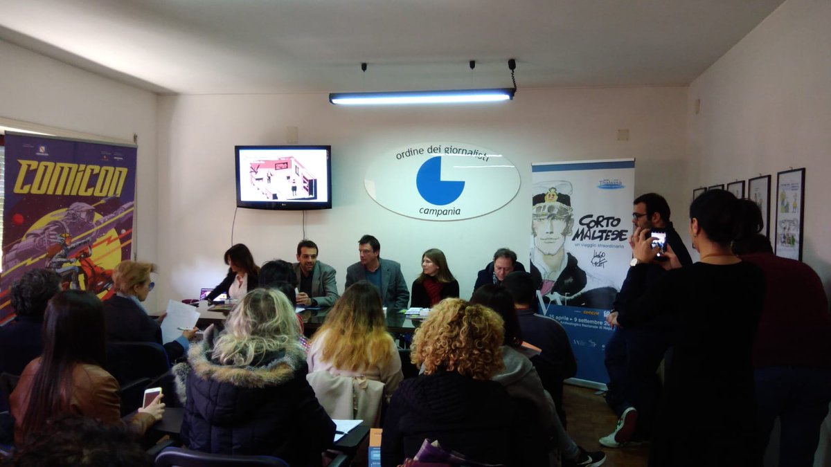 comiconitalia's tweet photo. Durante la conferenza stampa di COMIC(ON)OFF abbiamo parlato della mostra dedicata a @CortoMalteseHP organizzata con il @MANNapoli. Qui trovate la news > https://t.co/pAIIgqpWvY #comicon #comicon2019 #comiconOFF https://t.co/coZILMfZ0K