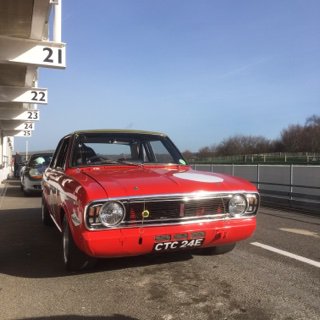 Nice to have it back where it belongs - testing the Mk2 Cortina at @GoodwoodRRC (where else!) last week #alanmann #cortina #ford