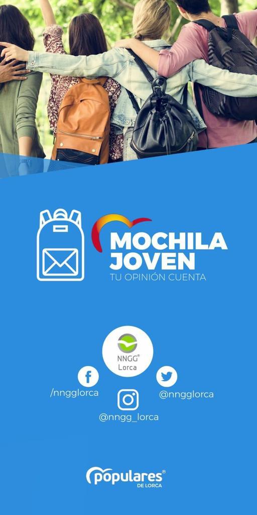 diegop_f's tweet photo. En el día de ayer, desde Nueves Generaciones de Lorca. Presentamos la campaña de la mochila joven 🎒, esta campaña consiste en escuchar las propuestas de todos los jóvenes lorquinos para mejorar la Juventud, cultura, ocio y deportes.
#nngglorca #mochilajoven 🎒#lajuventudalpoder https://t.co/mEcQVRjlWO