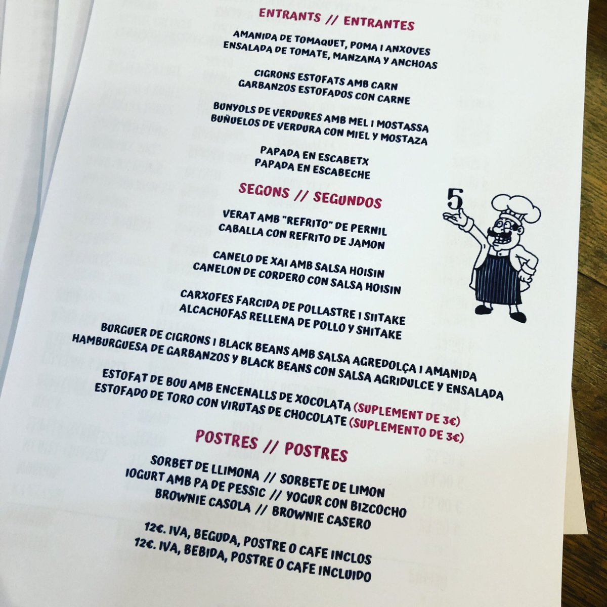 Menú para hoy jueves #telefono #934666473  #restaurant #cinc #santacolomadegramenet #foodie #foodporn #food #restaurante #buenacocina #comer #menjar #gastronomia #santacoloma #yummy #grameneturismo #restaurant #cinc #SantaColomaGastronomica #picoftheday