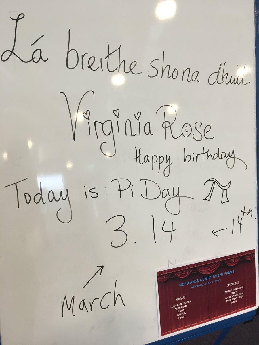reetspetite's tweet image. Lots happening here at @NAISDublin today for #piday #PiDay2019 #pidayNAE
I've even broken out my #NerdGirl shoes and bag!
The students completed a mural leading to the classroom with over 3000 digits of pi as a #servicelearning project #MYPChat #MTBoS