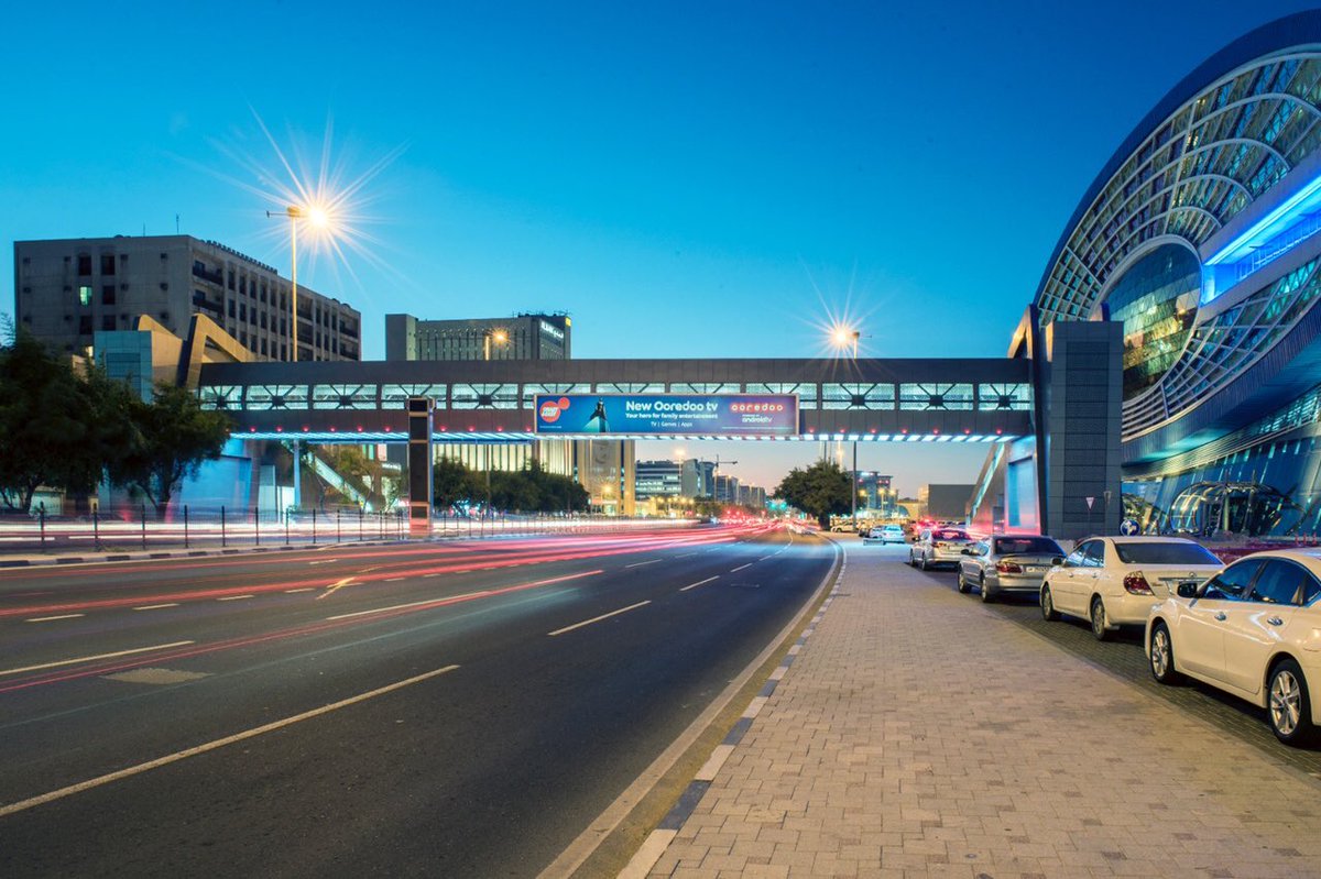 The first advertising campaign of Al Matar street pedestrian bridge #ooredoo #elanurban #elanmedia #elangroup