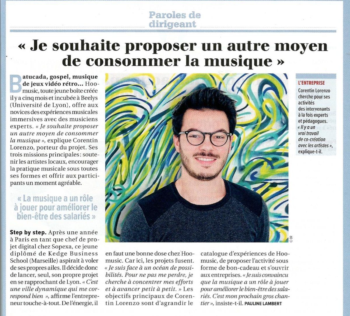 hoomusic_'s tweet photo. [ Dans la presse ] Cette semaine, on parle des prochains challenges de @hoomusic_ dans la @tribunedelyon ! 🗞

@PepiteBeelys @OnlyLyon @startuplyon 
#startup #musique https://t.co/nvGBY90Zfy