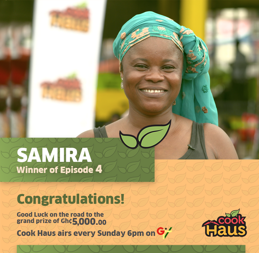 CONGRATULATIONS Samira, winner of Episode 4 of #CookHaus. Catch us same time next Sunday at 6pm on GTV. It's Cookhaus!