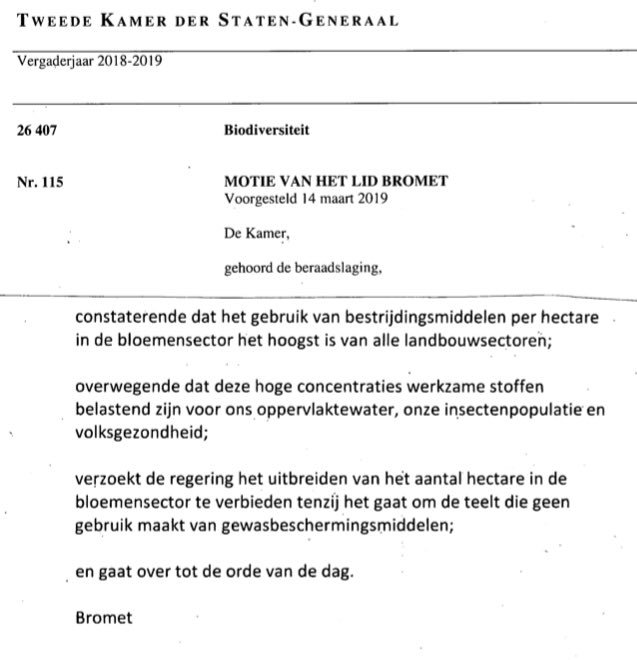 Kamermotie over verbod uitbreiding bloem(boll)enteelt slaat de plank volledig mis:
🌷 bloemen zijn juist belangrijk voor voldoende voedsel voor insecten
🌷 oppervlaktewater wordt steeds schoner
🌷 omwonenden lijken juist gezonder (onderzoek RIVM)
🌷 milieubelasting daalt al jaren