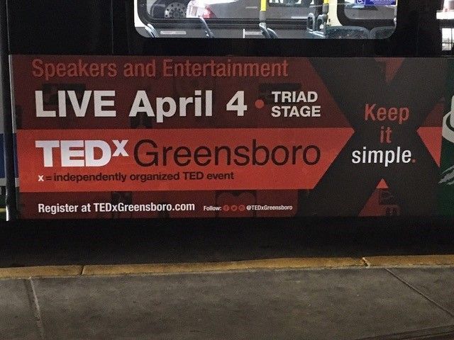 tedxgreensboro's tweet photo. Look at our branded @greensborocity buses sharing our message all over town! We love them! #TEDxGSO - register for our April 4 program here: https://t.co/4by1DwxrD8 #soGSO #dtGSO @triadstage https://t.co/4fo5wun24T