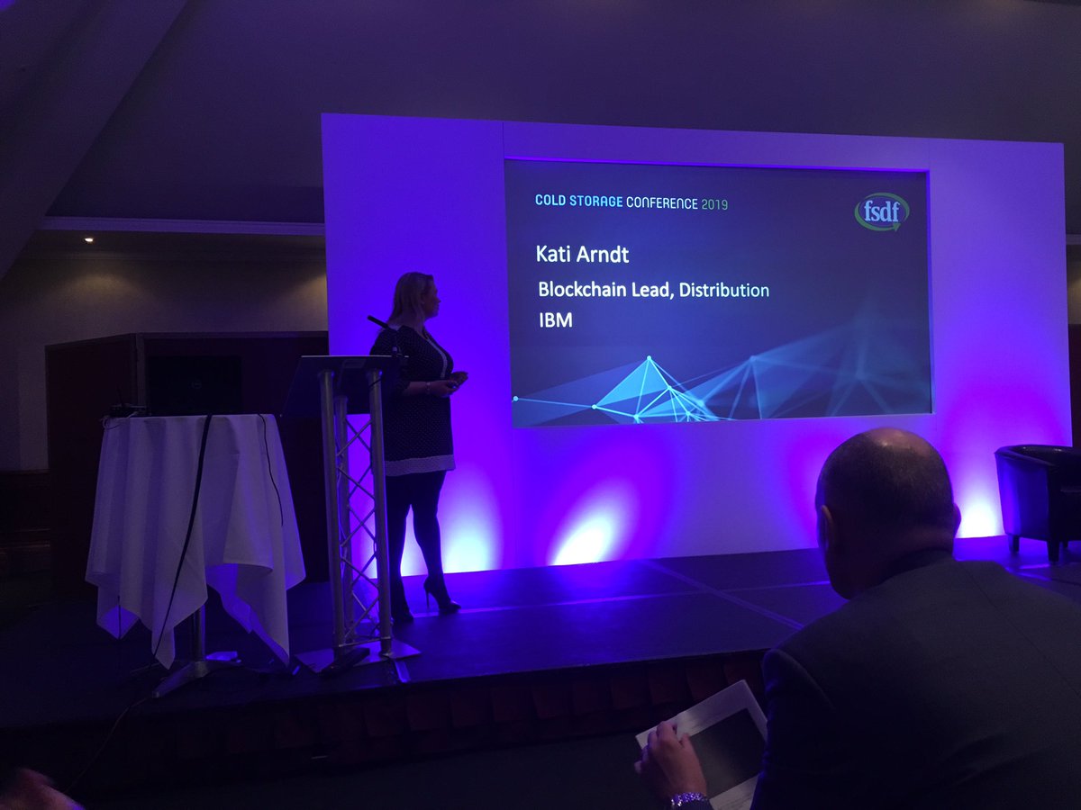ColdChainFed's tweet photo. Following Nick, Kati Arndt from IBM talks to the room about Blockchain #coldstorage2019 https://t.co/lq4uTkoXlA