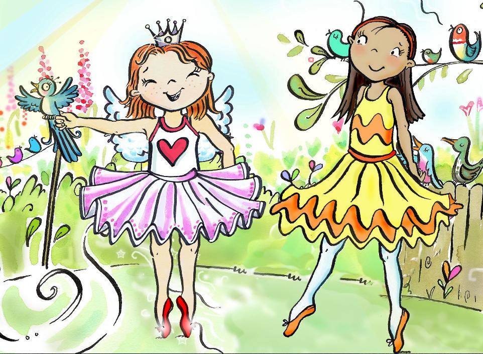 Twinklesteps and Giselle are dancing for the birds in the garden. Let's hope the Growling Goblin doesn't turn up!