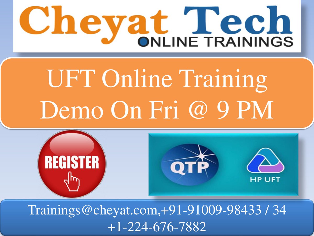 Cheyat_Tech's tweet image. UFT Online Training Free Demo Session On Friday @ 9:00 PM IST

Course Content : cheyat.com/qa/uft-online-…

For more info contact us : Trainings@cheyat.com
India : +91-91009-98433 / 34 (WhatzApp)
USA  : +1-224-676-9882 

#UFTOnlineTraining #QTPOnlineTraining   #CheyatTechnologies