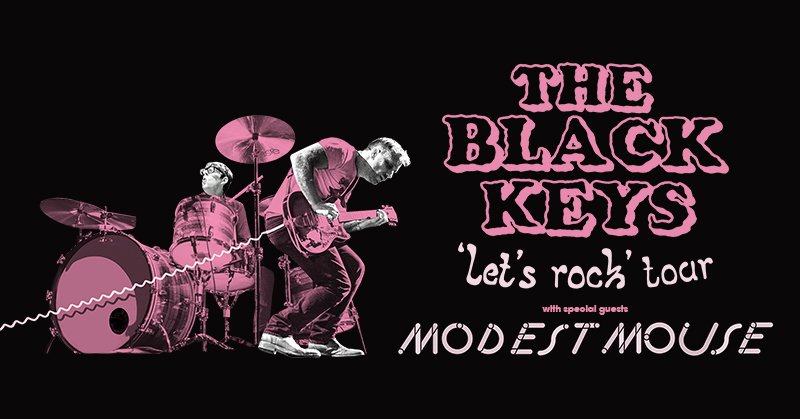 theblackkeys's tweet photo. The Black Keys are heading out on the #LetsRockTour with special guest @ModestMouseband! 

Support on select dates: @repeatX2, @heymswilson &amp; @shanandtheclams

Presale begins Tuesday, March 19th. Register now for #VerifiedFan presale access: https://t.co/XfeqcAPj3J https://t.co/YtSTym0ZPM