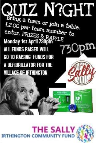 facebook.com/events/4087250… 
#defribrillator #emergency #heartattack #TheSally #irthington #Carlisle #Cumbria #Eatlocal #Quiz