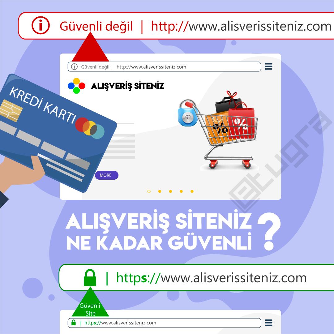 Web sitelerin güvenliği SSL sertifikaları ile sağlanmaktadır. SSL sertifikasına sahip olma durumu web tarayıcı da yer alan kilit iconu ile kolayca anlaşılabilir. Bu durumu sağlamayan ve "Güvenli Değil" ibaresi bulunan sitelerde kimlik ve kredi kartı bilgilerinizi kullanmayınız