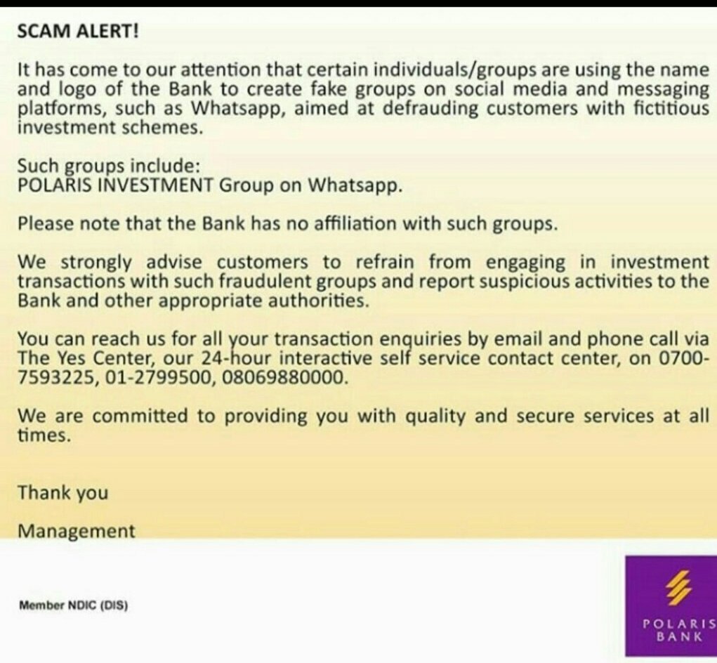 Polaris Bank Ltd. tweet media