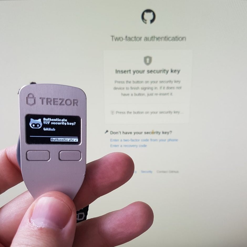 PavolRusnak's tweet image. You probably knew @Trezor can be used as #U2F/#WebAuthn token, but did you know Trezor was the first U2F/WebAuthn showing the site you are logging into on its display? #SecurityMadeEasy