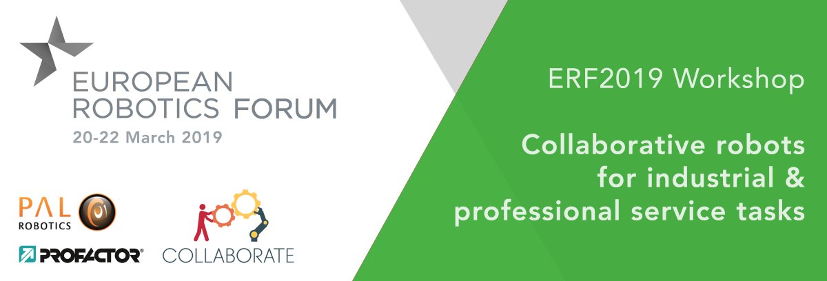 collaborate_eu's tweet image. Less than a week for #ERF2019. @collaborate_eu will present &quot;Collaborative robots for industrial and professional service tasks&quot; workshop. 20 March 2019, 8:30am, Braila Room  erf2019.collaborate-project.eu