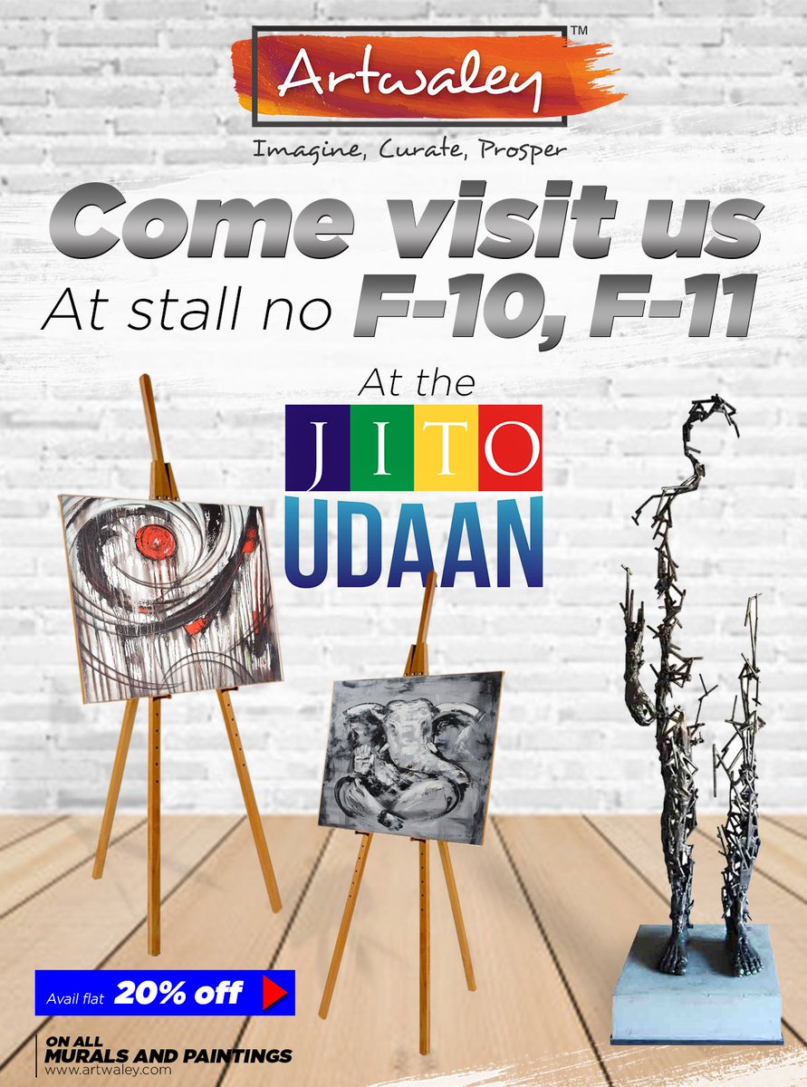 artwaley's tweet photo. We are a part of the Jito Udaan- 2019 happening from 15th to 17th March at NESCO Centre Mumbai.
Visit our stall for exclusive discounts on art and paintings!
Hoping to see you all there!
#Jito #JitoUdaan #Atwaleystall #Mumbai #ArtandPaintings #Murals #Artwaley https://t.co/wPbpykl27W