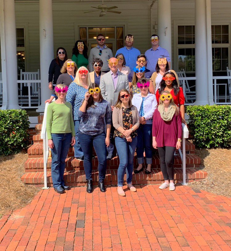 DeltaDentalNC's tweet photo. Our team is rocking some new shades and looking “to the future” at our Company Development Day! Which pair is your favorite? https://t.co/KfXCQ9PUW0