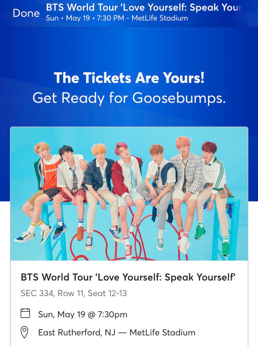 nandayeyo's tweet photo. ⚠️ SELLING 🎟🎟
$138 each
Section 334 Row 11 Seat 12 & 13
🏟BTS Day 2 (May 19, 2019)
Metlife Stadium
All fees and Allianz Insurance included
Can be transferred directly to Ticketmaster
DM if interested 😉 https://t.co/BkAbzvkh4f