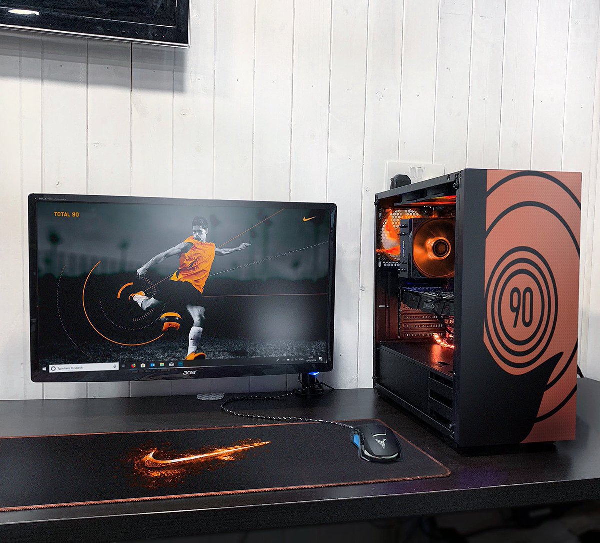 phoenix_tec's tweet photo. Jordan’s Nike Total 90 Hero Gaming PC has to be my favourite PC theme I’ve seen in awhile and glad we had the honour of working on it.
#fifa19 #total90 #fifa19ultimateteam #total90s #nikefootball #nikesoccer #niketotal90 #nike #nikestyle #gamingpc #gamerpc #gameroom #gamingsetup https://t.co/5jJnOVFNnC