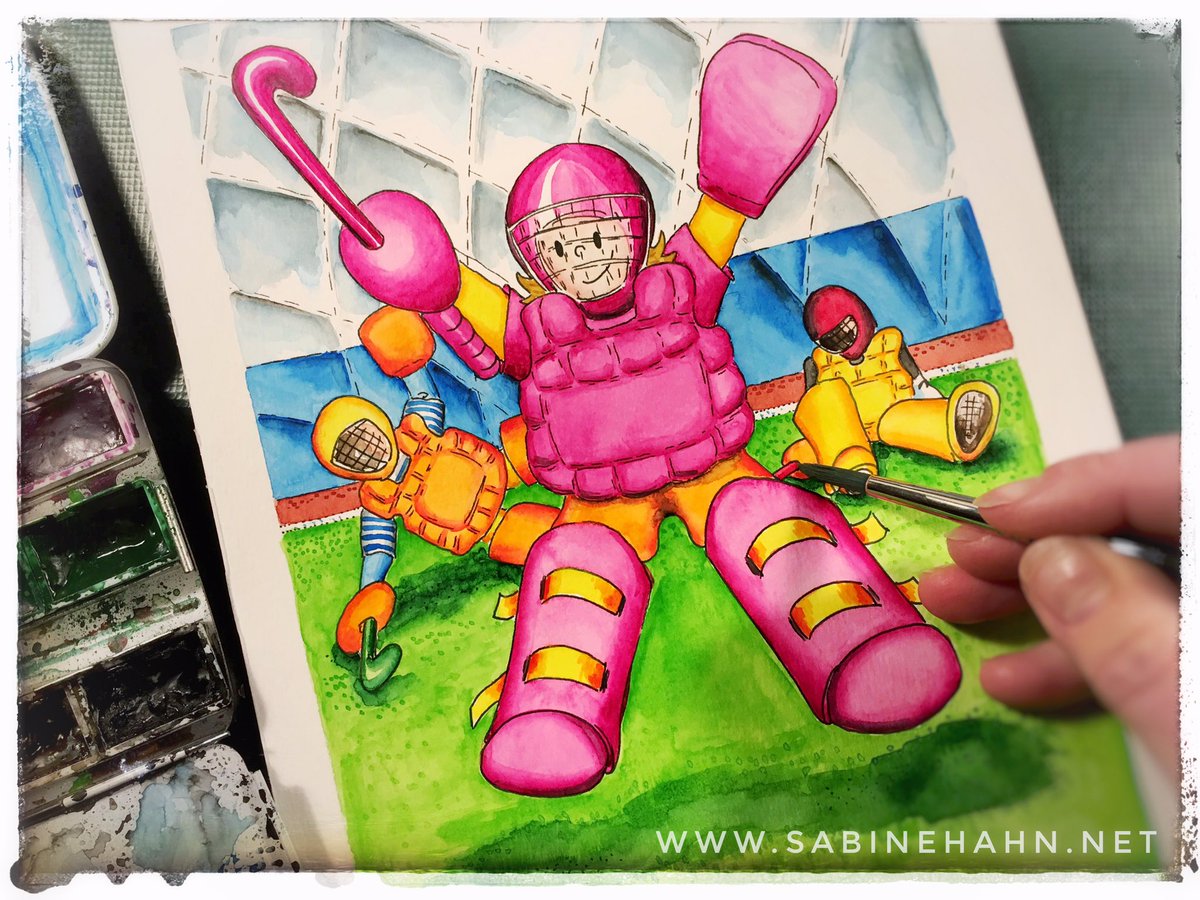 SabineHahnBooks's tweet photo. Goalies watch out!😎
This one is for you...🏑 
Enjoy my illustration of my Hockey-Kids book 3 🏑❤️📚
@MONCOQedition 
#sharedontcopy #hockey #kids #books #fieldhockey #hockeykids #development #growthegame #lovehockey #goalies #hockeyforall #appreciation #fairplay  #respect #fun https://t.co/JWlYit5phn