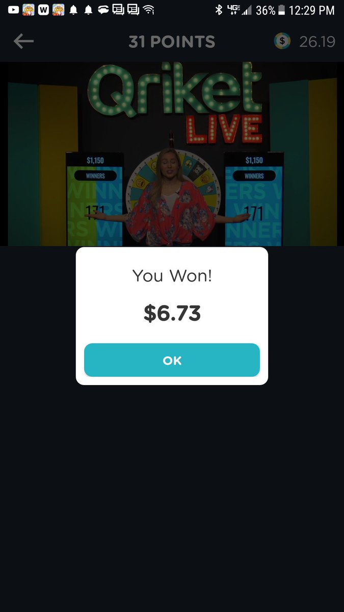 jr6178's tweet photo. #QriketLIVE Thanks @qriket 1st Place Hey Kev What u get? 🤣 Great game today! You rock #Qriket ☝️🤗 https://t.co/JavUqqUPYw