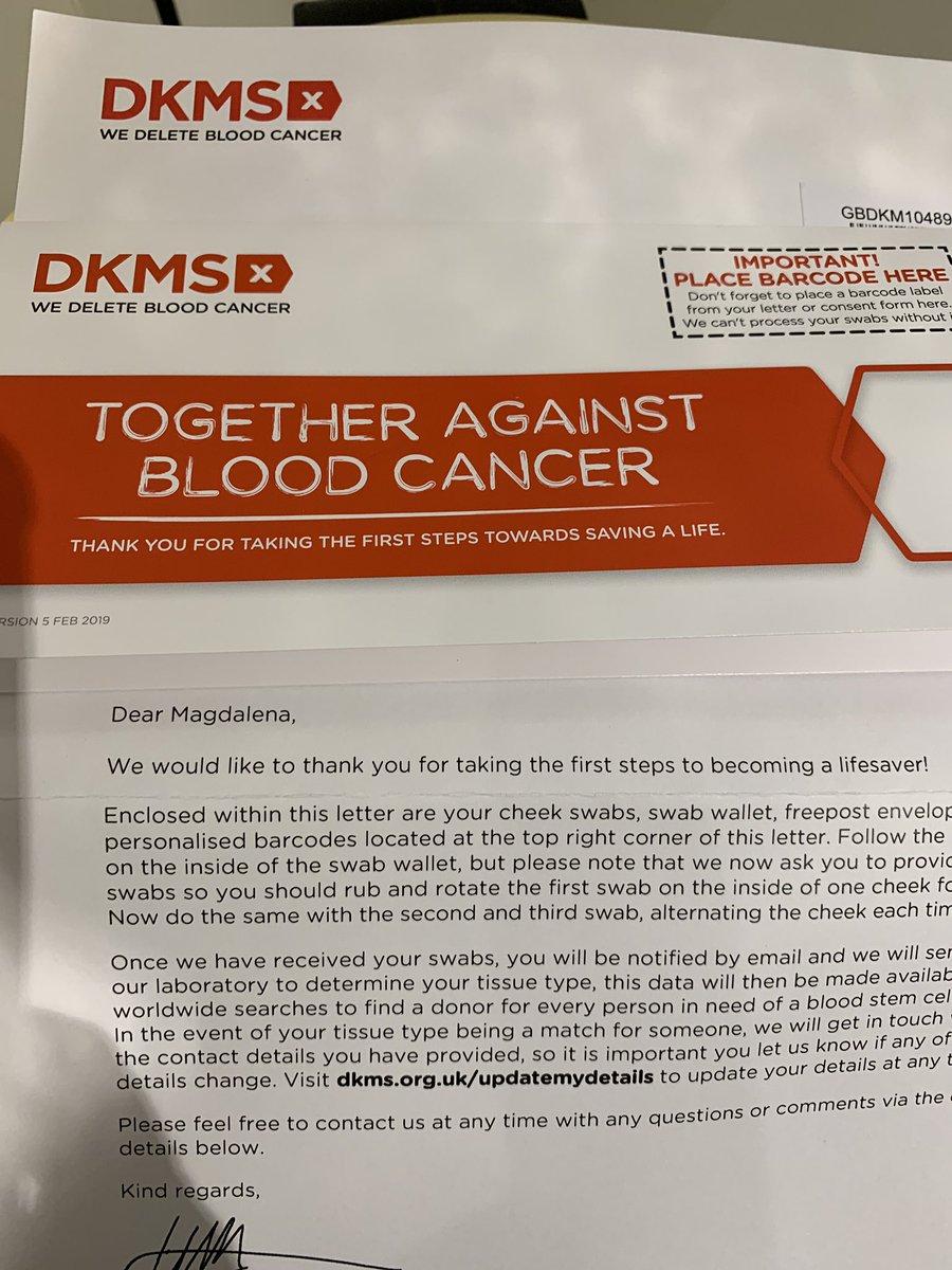 First step done now waiting to see if I can help someone #cancer #bloodcancer if you have not registered yet do not wait just do it! It's simple and can't save someone else life donor@dkms.org.uk