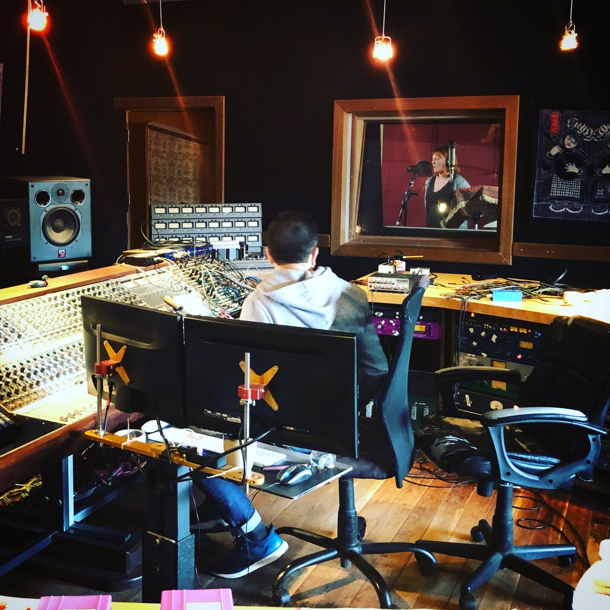 tsunamibombband's tweet photo. Keyboards for the album are officially done! #OoblietteSparks is now tracking vocals at @appleheadrecord with Chris Bittner. #tsunamibomb #appleheadrecording #alternativetentacles #recordind #newalbum https://t.co/jdmAd9f02d