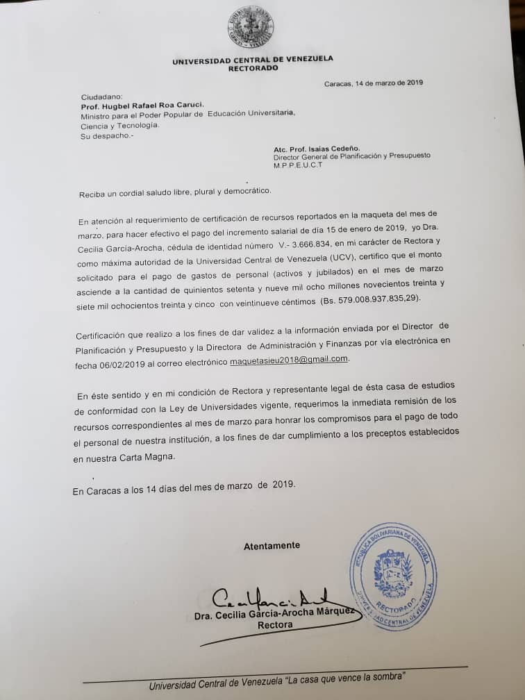 APUCV's tweet photo. El régimen pretende obligar a las #UniVE a reconocer al usurpador para enviar los recursos. Ante este chantaje la #APUCV ratifica su posición de reconocer cómo Presidente (E) a Juan Guaido @jguaido ¡No aceptaremos  chantaje del régimen usurpador! https://t.co/SqsAoSvv2B