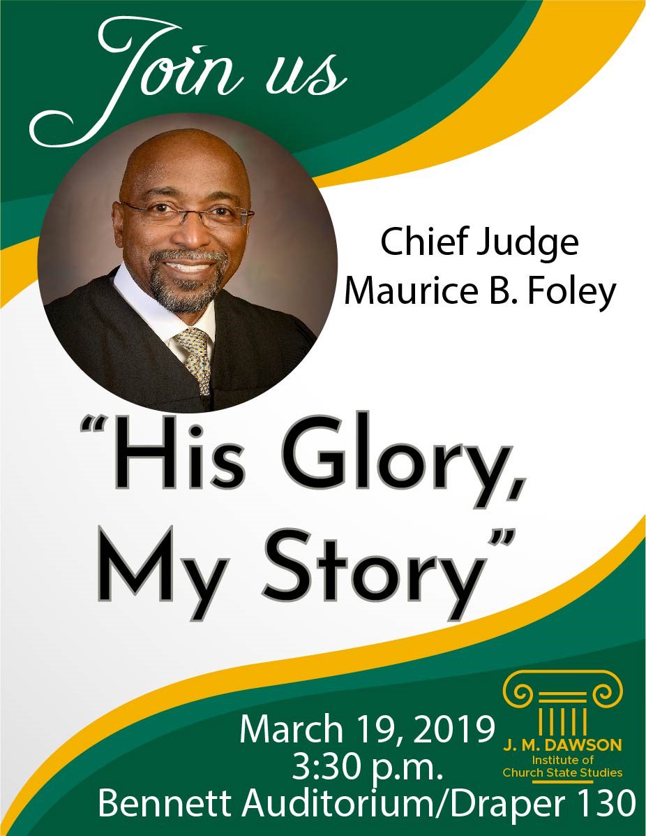 BaylorPreLaw's tweet photo. Don't miss a great opportunity to hear from Chief Judge of the U.S. Tax Court, Judge Maurice B. Foley! March 19  at 3:30pm in Draper 130. A great opportunity for ALL Pre-Law students. https://t.co/P8eRO2MQ02