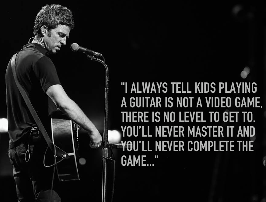 NoelGallagher's tweet photo. "I always tell kids playing a guitar is not a video game, there is no level to get to. You’ll never master it and you’ll never complete the game..." https://t.co/3FtklmJXBm