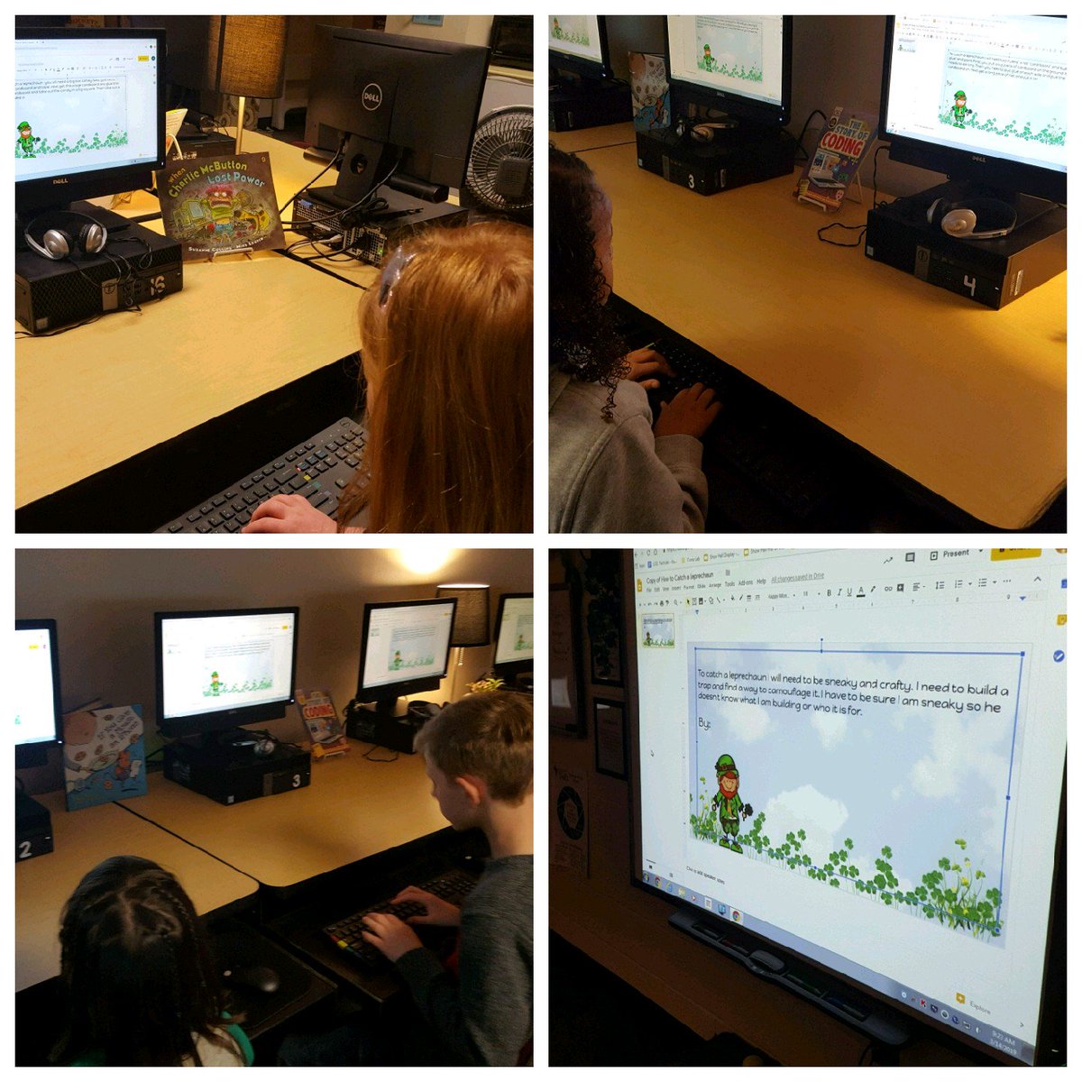 Great job 2nd grade for catching leprechauns with Google slides in the Technology lab today.#R2Littles #lcelower