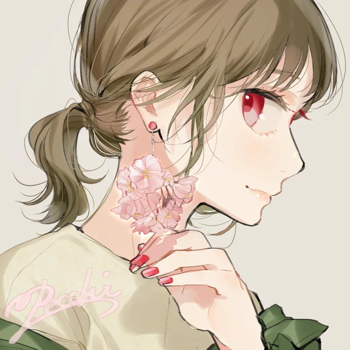 #フリーアイコン
約1年ぶりに!今回は桜シリーズ～ 
桜レース/桜の髪飾り/桜のピアス/桜色ヘアー 