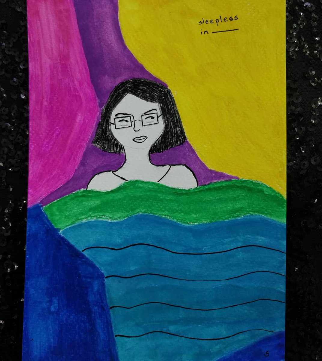 sadqueenana's tweet photo. a self portrait-y take on #sleeplessin__________'s cover art cause i loved it so much! usually, when i'm sleepless, i dully scroll through everyone's glam updates on the interwebs - hence the bnw me. #cantart #stillitry https://t.co/goKBtLdI11