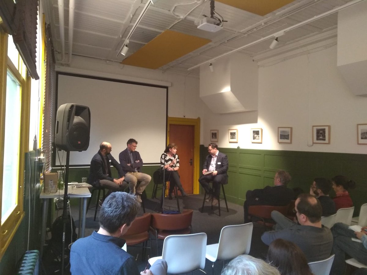RRDNL's tweet photo. Colleague Gerdienke Prange in a panel discussion on standardisation and benchmarking of medical devices as part of the exoskeletons and soft wearable robotics day. To push robot development, working together across disciplines and countries is essential! @XoSoft_eu @EU_H2020 https://t.co/kspnWA57UY