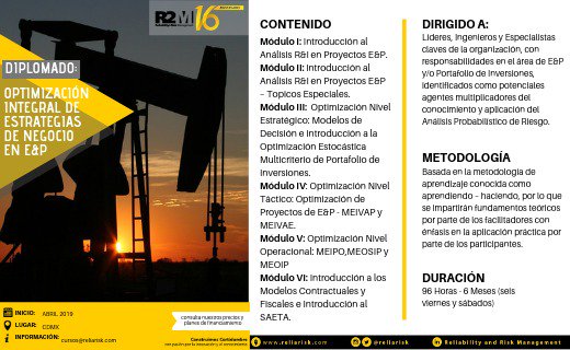 Reliarisk's tweet image. Continúa creciendo tu especialización profesional con nosotros. Diplomado presencial. Para más información contáctanos a: cursos@reliarisk.com hashtag#SomosR2M