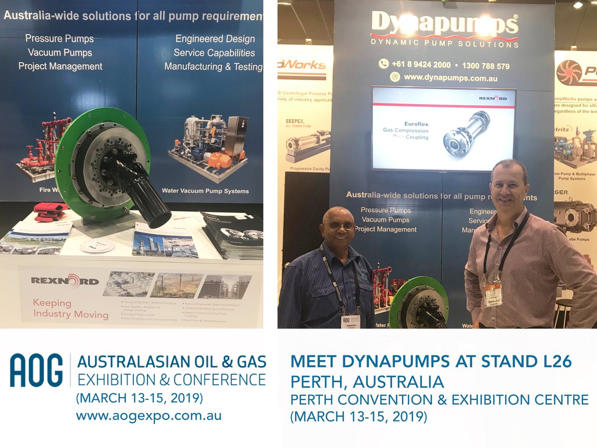IvanSoltero4's tweet photo. We're ready! Visit our partner @dynapumps @AOG_expo #Perth #Australia (Stand L26 March 13-15, 2019) and discover @Rexnord's #couplings https://t.co/fwxeEcia2c  https://t.co/yDWWzvcpKh  https://t.co/evD38iboQh  #Rexnord #AOG #AOG2019 #AOG19 #AOGExpo #OilandGas https://t.co/88NEGM55N2