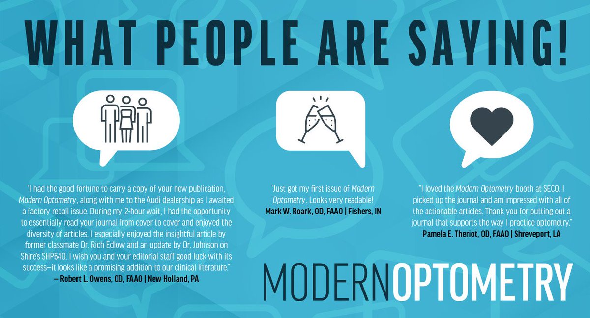 ModOptometry's tweet photo. We love hearing from our readers! Share your own feedback here or via email (modernOD@bmctoday.com). @LmlLeanne @JSchweitzerOD @JustinBazan @drjkj @HelpMyDryEyes @dryeyeguyCO @dasjoshua @NateLighthizer https://t.co/4VTBlGjFkX