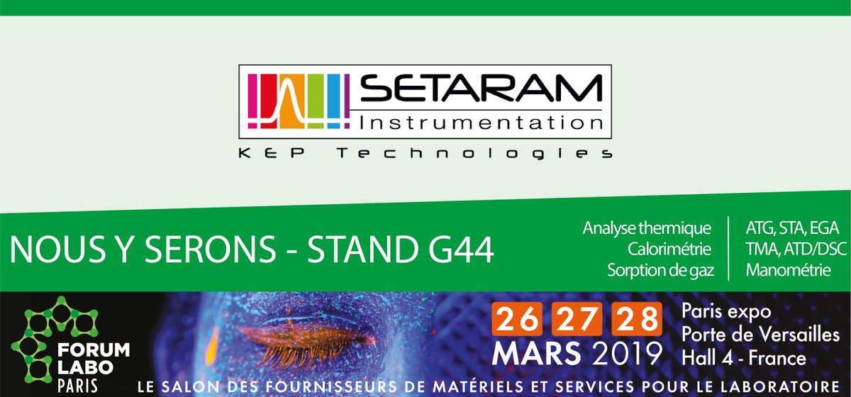SETARAM_Lab's tweet image. 📢 #ForumLabo2019 - #Setaram - stand G44  Nos équipes vous accueillent du 26 au 28 mars 2019 pour discuter, partager et avancer ensemble. Au programme: 
#NouveauxProduits - bit.ly/2UAVhWB 
#AnimationCommerciale - bit.ly/2XX8drV 
#JeuxThématiques