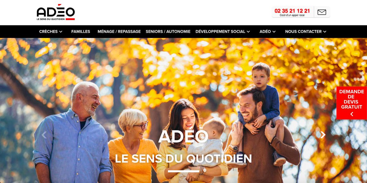 Le site internet d'ADEO, association spécialisée dans le service à la personne en Normandie, fait peau neuve. By #BDSA.
adeo-service.com