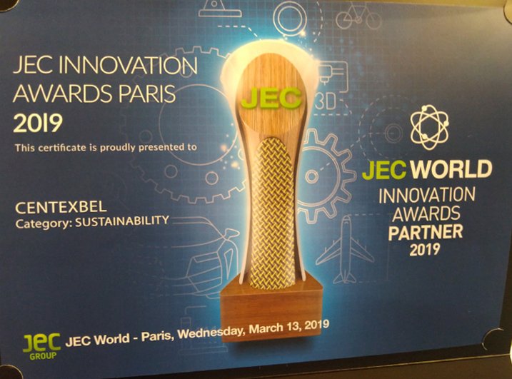 Centexbel's tweet image. Sustainable (biobased and easy to recycle) self-reinforced PLA composite. This concept introduced in the @EU_H2020 Bio4self project, coordinated by Centexbel has won the JEC Composites  Innovation Awards in the category Sustainability!