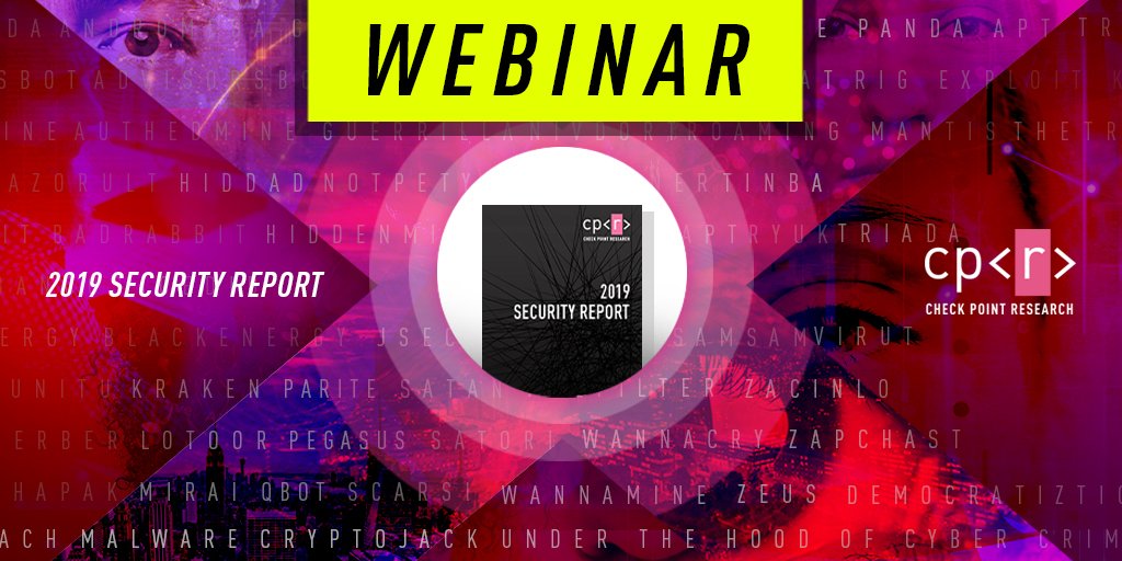 CheckPointSW's tweet image. Webinar: Check Point’s 2019 #SecurityReport. Join us live on March 21. Understand the latest threat trends, how #cybercrime is now more accessible and why your #cloud and #mobile platforms are most at risk. Register:
bit.ly/2FbbXPb