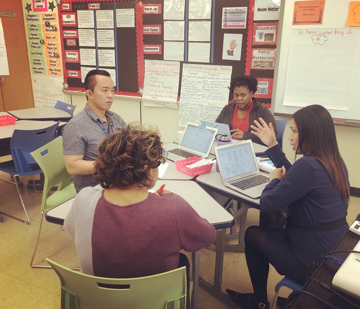 teach2dfuture's tweet photo. Largo HS English #bookstudy team continued to collaborate on the upcoming teacher demonstration of our study. Our goal is to make sure that our students understand how to cite, examine, and analyze pieces of evidence from the text. @HSRELATweets @kedagraves1 #citingevidence https://t.co/Io8srHG2kJ