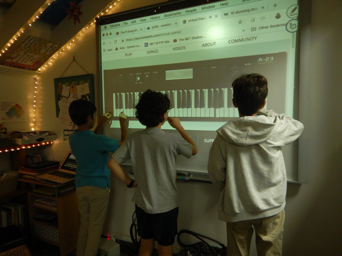 teach_explore's tweet image. Happy Pi Day! We're developing our own Pi melodies based on keys assigned to particular digits after discussing and looking at other ways the arts and mathematics are linked. It's not just visual! #PiDayNAE @METSchoolPanama