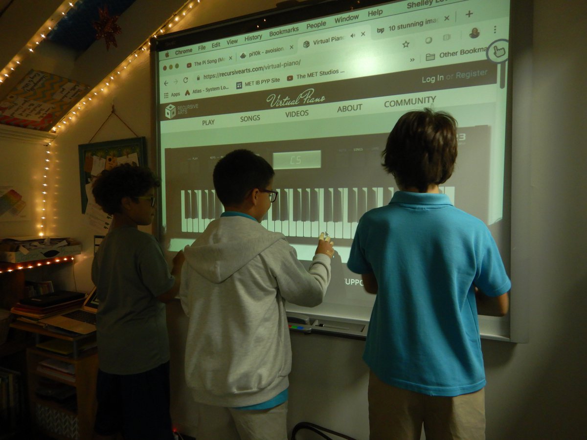 teach_explore's tweet image. Happy Pi Day! We're developing our own Pi melodies based on keys assigned to particular digits after discussing and looking at other ways the arts and mathematics are linked. It's not just visual! #PiDayNAE @METSchoolPanama