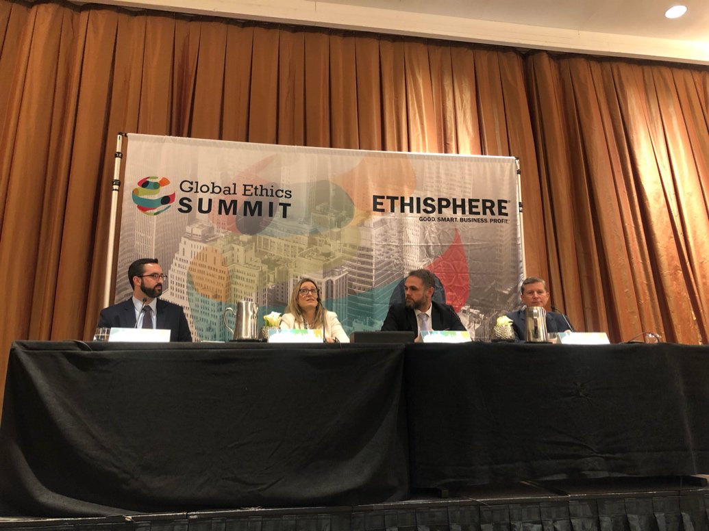 seiconsulting's tweet photo. And we're live! #SEIDC's Tim Gagnon is discussing the impact of #GDPR w/ @RoyalCarribean, @UPS, @VolvoGroup, and @HiltonHotels at #GlobalEthicsSummit19 (Breakout Session 1) https://t.co/ktzFkQxvHv