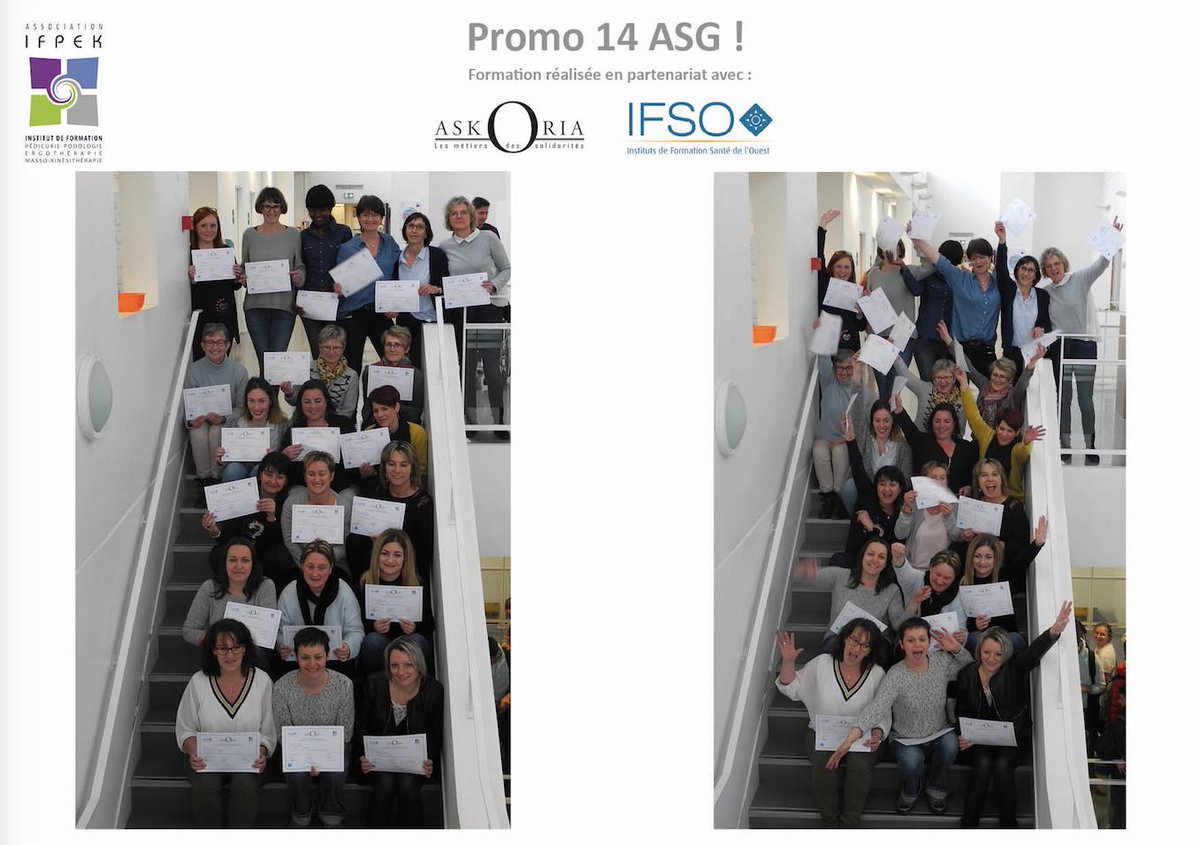 IFPEK_Rennes's tweet photo. La formation ASG réalisée en partenariat avec Askoria et l'IFSO se termine cette semaine pour la promo 14 !  Bonne continuation à toutes 🎉👍😀 

En attendant la promo 15 ...  

#IFPEK #Askoria #IFSO #ASG https://t.co/72sPV0RGKb