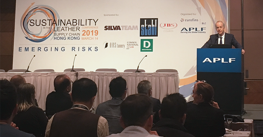 StahlHolding's tweet photo. Michael Costello, Stahl Director of Sustainability, spoke about sustainability in the leather supply chain at APLF 2019. #APLF2019 #sustainability https://t.co/zJ5B3d2QyR